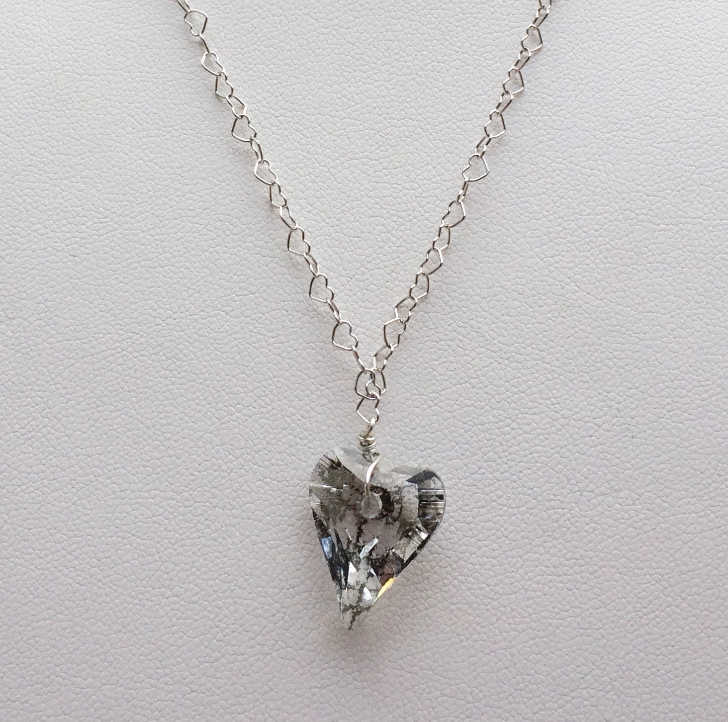 Silber Patina Swarovski Herz Halskette, Valentinstag Schmuck, Geschenk Für Frauen, Sterling Herzkette, Womens Schmuck von SilverStarGifts