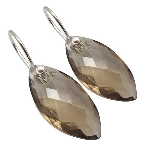 SilverStarJewel 0,925 Rein Silber Rauchquarz Ohrringe 3,3 cm Günstigster Versand von SilverStarJewel