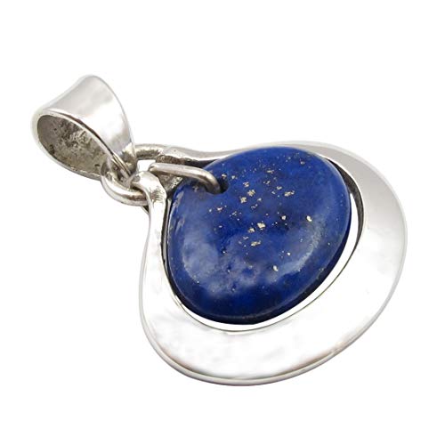 SilverStarJewel 12 x 15 mm Lapislazuli-Halskette Anhänger 2,8 cm 925 massives Sterling Silber von SilverStarJewel