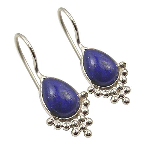 SilverStarJewel 925 Cabochon Lapislazuli-Ohrringe aus massivem Silber 2,8 cm Damenschmuck von SilverStarJewel