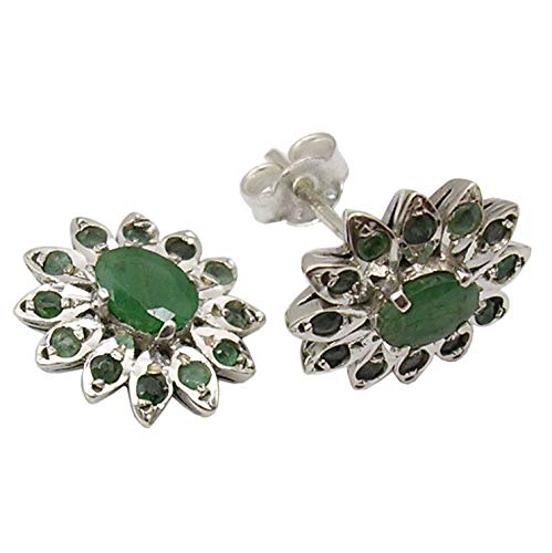 SilverStarJewel 925 Feinsilbergrün Smaragd Mai Geburtstein Ohrringe 1,5 cm Damen Edelstein von SilverStarJewel