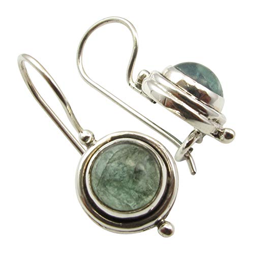 SilverStarJewel 925 Massiv Silber Apatit Antik Stil Ohrringe 2,3 cm Edelstein Geschenk von SilverStarJewel