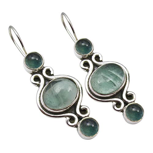 SilverStarJewel 925 Massiv Silber Gruen Apatit Ohrringe 3,8 cm Gedenktag Die besten Angebote Schmuck Kunstschmuck von SilverStarJewel