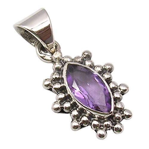 SilverStarJewel 925 Massivsilber 5 x 10 mm Amethyst Anhänger 2,3 cm Handgefertigtes Geschenk von SilverStarJewel