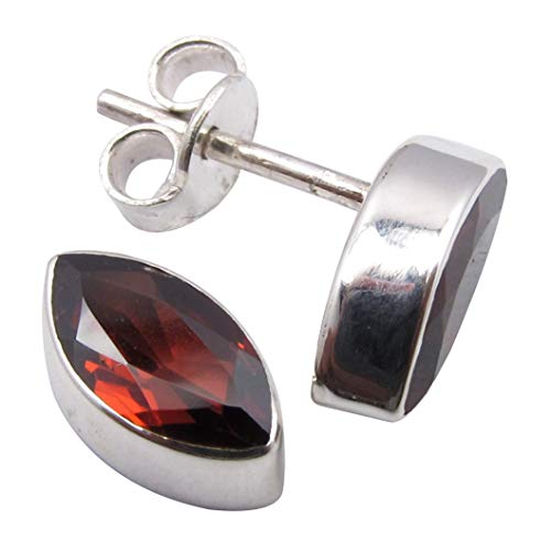 SilverStarJewel 925 Massivsilber 5 x 10 mm Granat Januar Geburtstein Ohrstecker Ohrringe 1 cm Mother’s Day Savings von SilverStarJewel