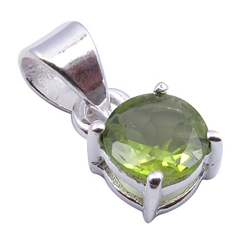 SilverStarJewel 925 Peridot August Geburtsstein Halskette Anhänger aus massivem Silber 1,5 cm von SilverStarJewel
