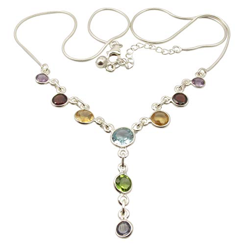 SilverStarJewel 925 Rein Silber Real Mehrfarbig Mehrsteine Halskette 45,21 cm Frühlingsferien Beste Seiten von SilverStarJewel
