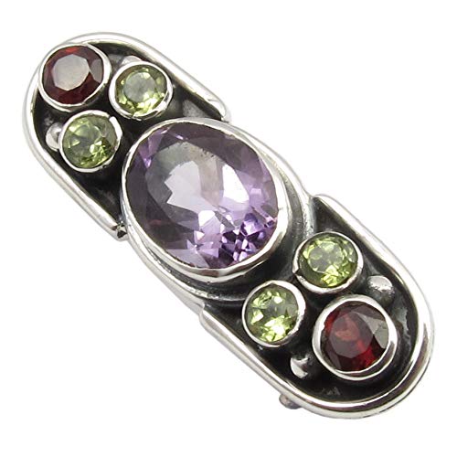 SilverStarJewel 925 Rein Sterling Silber Mehrsteine tcw 2,2 Brosche 2,5 cm Stein Geschenk Herrenschmuck von SilverStarJewel