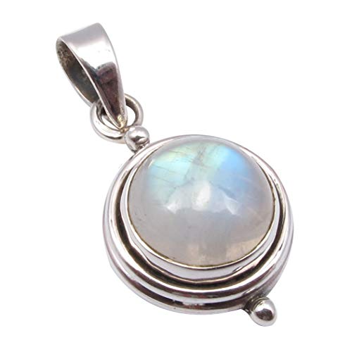 SilverStarJewel 925 Solid Silber 9 x 9 mm Regenbogen Mondstein Anhänger 2,5 cm Neues Geschenk von SilverStarJewel