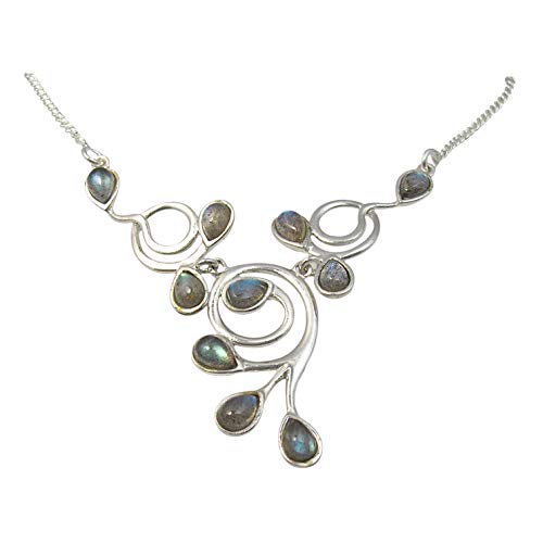 SilverStarJewel 925 Solid Silber Blau Labradorit tcw 10,0 Halskette 42,67 cm Mother’s Day Best Buy Sales von SilverStarJewel