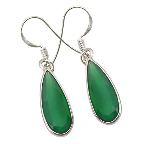 SilverStarJewel 925 Solid Silber Gruen Onyx tcw 6,5 Ohrringe 3,6 cm 2,3 Gramm Damenmode Muttertag Angebote von SilverStarJewel