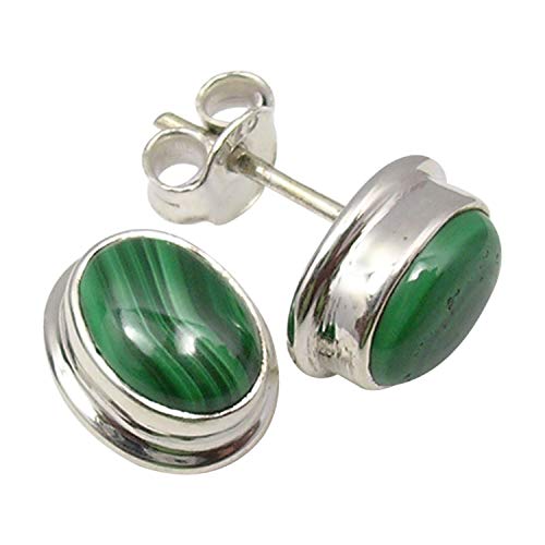SilverStarJewel 925 Solid Silber Malachite tcw 2,6 Ohrstecker 1,3 cm 3,1 Gramm von SilverStarJewel