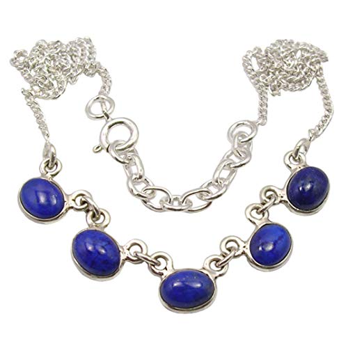 SilverStarJewel 925 Solid Silber Marineblau Lapislazuli Verknüpfung Halskette 42,7 cm Neue Kunst Gedenktag Websites von SilverStarJewel