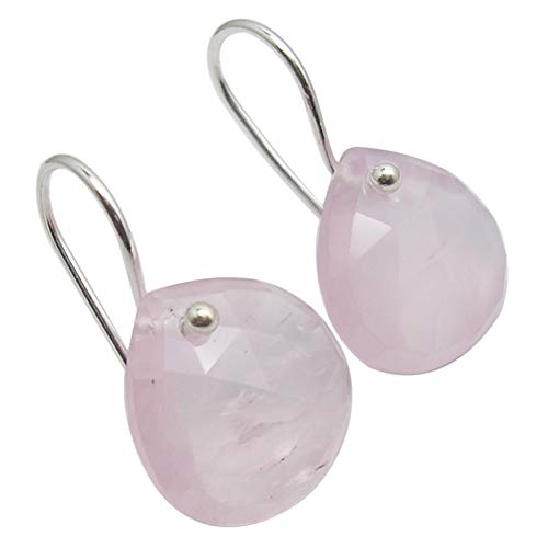 SilverStarJewel 925 Solid Silber Natural Rosenquarz Ohrringe 2,5 cm Damen-Verlobung Mother’s Day Sales von SilverStarJewel