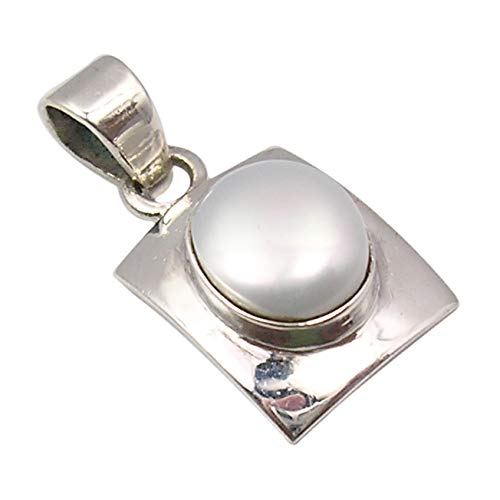 SilverStarJewel 925 Solid Silber Perl Halskette Anhänger 2,8 cm 4,5 Gramm Edelsteine ​​Schmuck von SilverStarJewel