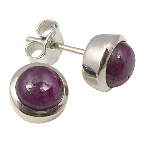 SilverStarJewel 925 Solid Silber Ruby Juli Geburtstein Ohrstecker 0,8 cm Frauen Verlobung von SilverStarJewel