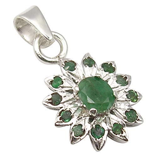 SilverStarJewel 925 Solid Silber Smaragd Kann Geburtstein Halskette Anhänger 2,3 cm Edelsteine Geschenk von SilverStarJewel