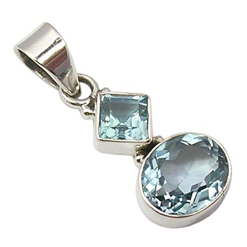 SilverStarJewel 925 Solid Sterling Silber Cut Blautopas tcw 5,2 Anhänger 3 cm Hochzeitsmode von SilverStarJewel