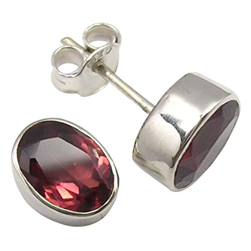 SilverStarJewel 925 Solide Silber Natürlich Garnet tcw 2,6 Januar Geburtstein Ohrstecker 1 cm von SilverStarJewel