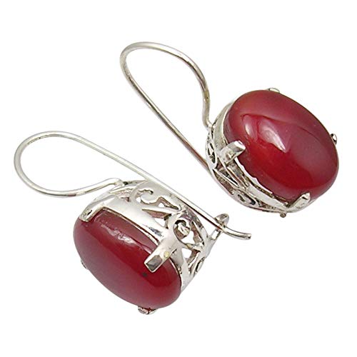 SilverStarJewel 925 Sterling Silber 10 x 14 mm Cab Karneol Ohrringe 2,8 cm Damenschmuck von SilverStarJewel
