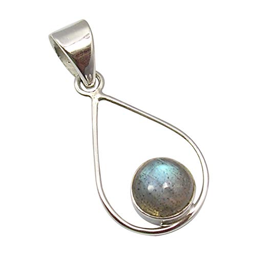 SilverStarJewel 925 Sterling Silber 7 x 7 mm Labradorit Halskette Anhänger 3,3 cm Damen Stein von SilverStarJewel