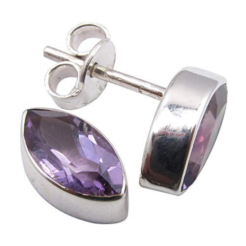 SilverStarJewel 925 Sterling Silber Amethyst Februar Geburtstein Ohrringe 1 cm Verlobungsgeschenk von SilverStarJewel