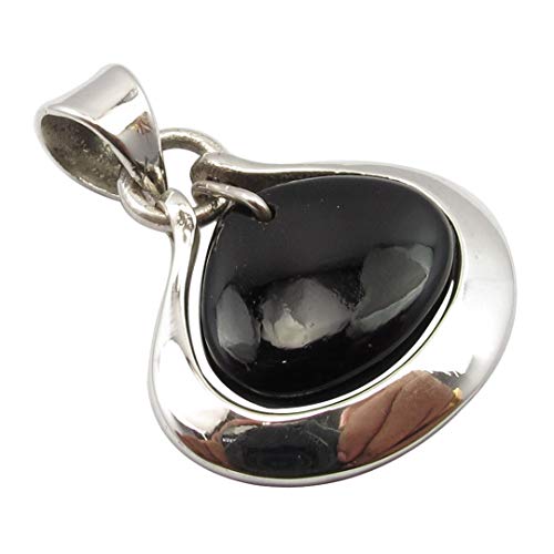 SilverStarJewel 925 Sterling Silber Cab Schwarz Onyx Halskette Frühlingsferien Ersparnisse Anhänger 2,8 cm Damenschmuck von SilverStarJewel