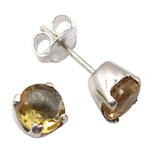 SilverStarJewel 925 Sterling Silber Citrin November Geburtstein Ohrringe 0,8 cm Damenschmuck von SilverStarJewel