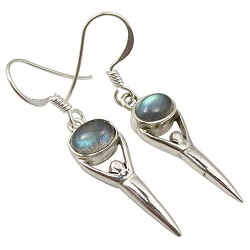 SilverStarJewel 925 Sterling Silber Labradorit Göttin Tropfen baumeln Ohrringe 2,8 cm Muttertag Angebote heute von SilverStarJewel