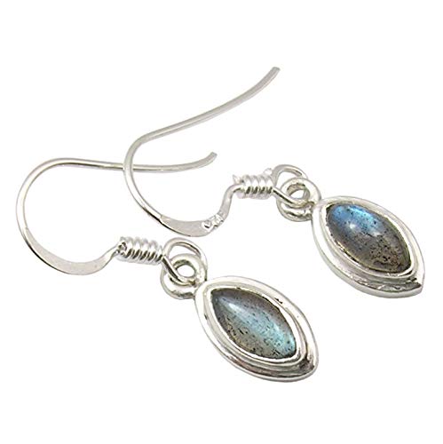 SilverStarJewel 925 Sterling Silber Labradorit baumeln Ohrringe 2,8 cm Neue Kunst von SilverStarJewel