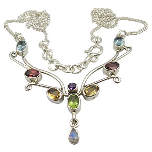 SilverStarJewel 925 Sterling Silber Mehrsteine Halskette 45,21 cmDamenschmuck von SilverStarJewel