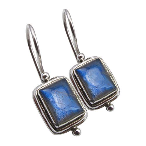 SilverStarJewel 925 Sterling Silber Natürlich Cab Labradorit Ohrringe 2,5 cm Neues Modell von SilverStarJewel