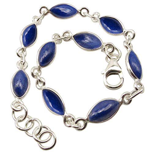 SilverStarJewel 925 Sterling Silber Natürlich Lapislazuli Armband 20,07 cm Modeschmuck Frühlingsferien Ersparnisse von SilverStarJewel