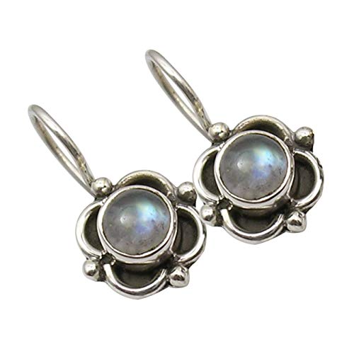 SilverStarJewel 925 Sterling Silber Regenbogen Mondstein Antik-Look Ohrringe 1,8 cm Neues Geschenk von SilverStarJewel