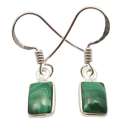 SilverStarJewel 925 Sterling Silber natürliche Malachit Ohrringe 2,8 cm Schmuck Gedenktag Verkaufsanzeigen von SilverStarJewel