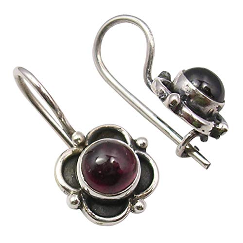 SilverStarJewel 925 gestempeltes reines Sterling Silber Granat tcw 1,2 Oxidierte Ohrringe 1,8 cm von SilverStarJewel