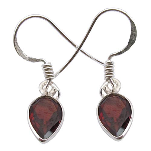 SilverStarJewel 925 massiver Sterling Silber Granat Januar Geburtstein Ohrringe 2,8 cm 1,5 Gramm Muttertag Verkauft von SilverStarJewel