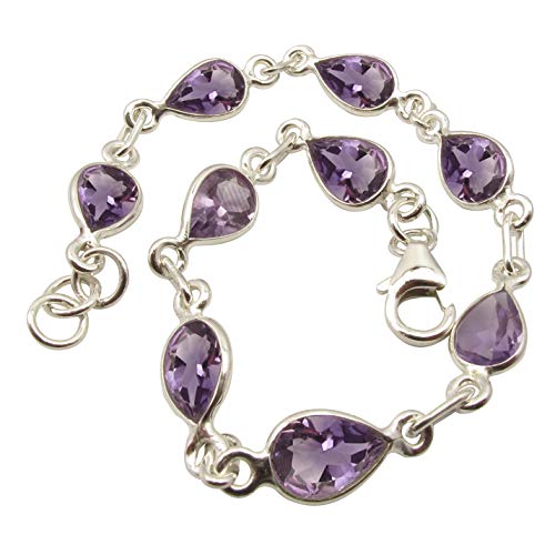 SilverStarJewel Amethyst Februar Geburtstein Armband 21,08 cm Sterling Silber Damen Edelstein von SilverStarJewel