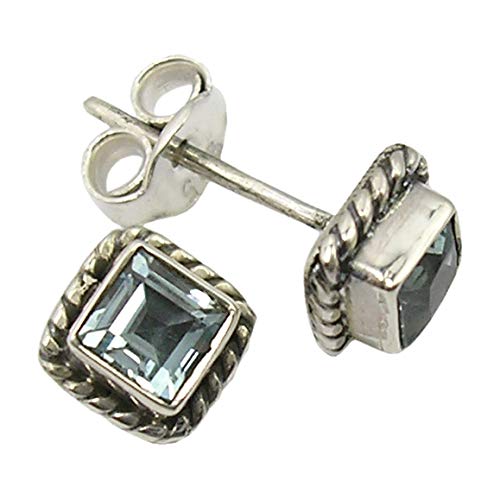 SilverStarJewel Blau Topaz Ohrstecker 0,8 cm 1,9 Gramm Sterling Silber Damenmode von SilverStarJewel