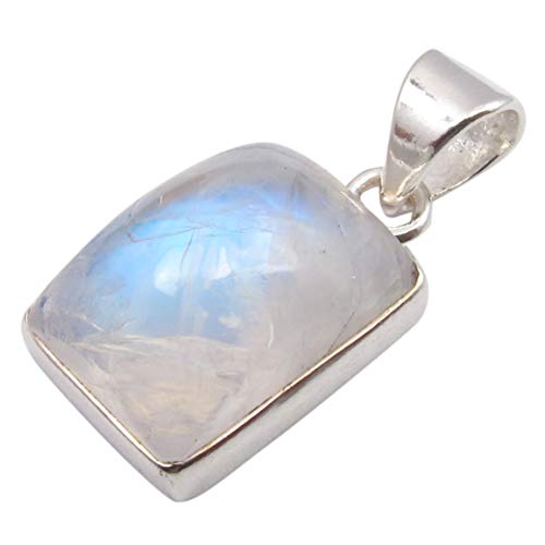 SilverStarJewel Blauer Regenbogen Mondstein Anhänger 2,5 cm 3,0 Gramm 925 Feinsilber Muttertag Schmuckverkauf von SilverStarJewel
