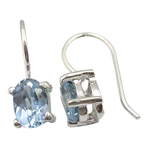 SilverStarJewel Blauer Topas tcw 2,0 Ohrringe 1,8 cm Massiver Sterling Silber Mode Edelstein von SilverStarJewel
