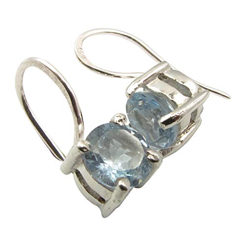 SilverStarJewel Blautopas baumeln Ohrringe 1,5 cm Sterling Silber Stein Geschenk von SilverStarJewel