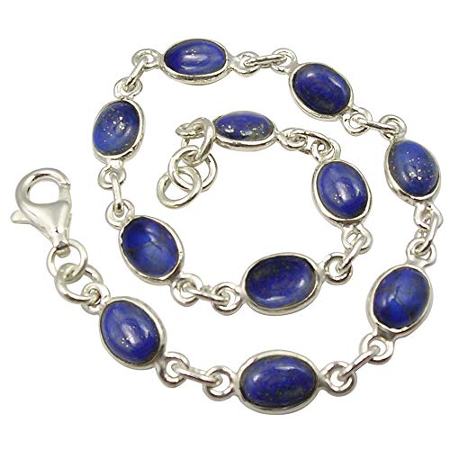 SilverStarJewel Cabochon Lapislazuli tcw 11,0 Armband 19,05 cm 925 massives Sterling Silber von SilverStarJewel
