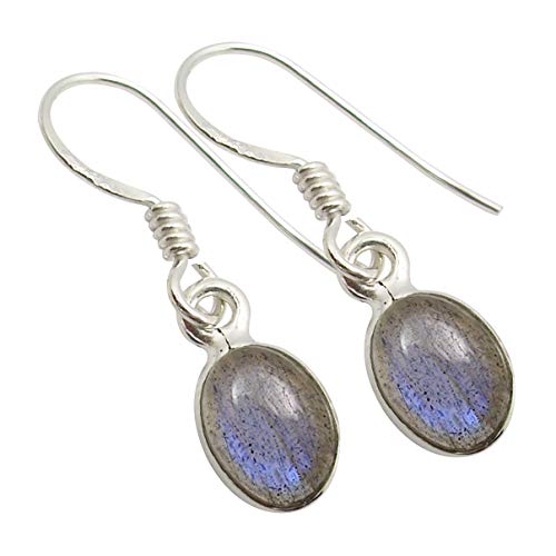 SilverStarJewel Echte Labradorit Ohrringe 2,5 cm Massiv Sterling Silber Mothers Day Best Buy Beste Seiten Damenmode von SilverStarJewel