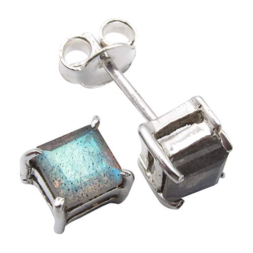 SilverStarJewel Echte Labradorit Ohrstecker Ohrringe 0,5 cm Sterling Silber Modeschmuck von SilverStarJewel