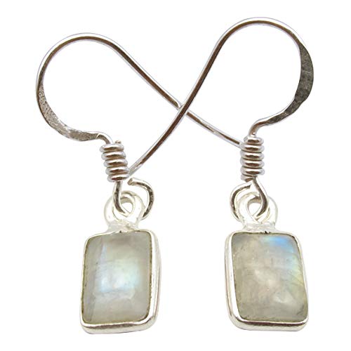 SilverStarJewel Echte Regenbogen Mondstein Ohrringe 2,8 cm 925 Rein Silber Frauenkunst von SilverStarJewel