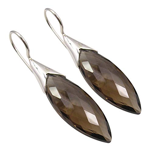 SilverStarJewel Facettierte Rauchquarzohrringe 4,3 cm 925 Rein Silber Direkt ab Werk Muttertag Woche von SilverStarJewel