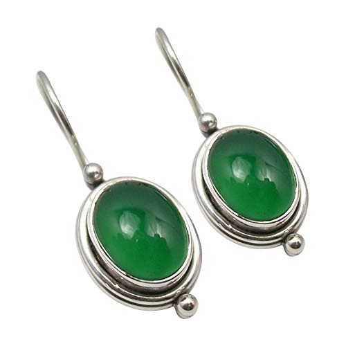 SilverStarJewel Fünfter Mai Geschenk Gruen Onyx Französisch Haken Ohrringe 2,5 cm 4,5 Gramm massives Sterling Silber von SilverStarJewel