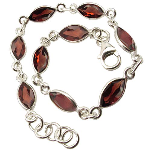 SilverStarJewel Granat Januar Geburtstein Armband 20,07 cm Solid Sterling Silber Damen Geschenk von SilverStarJewel