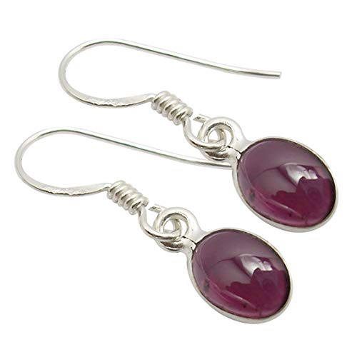 SilverStarJewel Granat Januar Geburtstein Ohrringe 2,5 cm 925 Sterling Silber Kunstgeschenk von SilverStarJewel